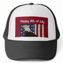 Vintage Bald Eagle on American Flag 4 July