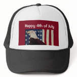 Vintage Bald Eagle on American Flag 4 July hats