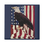 Vintage Bald Eagle on American Flag 4 July magnets