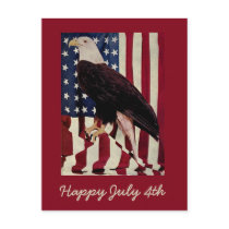 Vintage Bald Eagle on American Flag 4 July