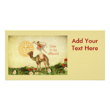 Vintage Ballerina, Flowers, and Camel Collage Custom Photo Card