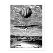 Vintage Balloon Balloonist with Parachute Postcard