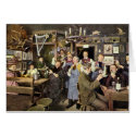 Vintage Bar Scene with People Celebrating cards