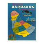 Vintage Barbados Map Post Cards