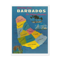Vintage Barbados Map Post Cards