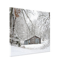 Vintage Barn in Fresh Snow - Rural Tennessee Canvas Print