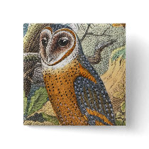 Vintage Barn Owl Painting buttons