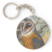 Vintage Barn Owl Painting keychains