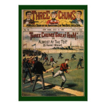 Vintage Baseball Magazine Cover; Three Chums Invites