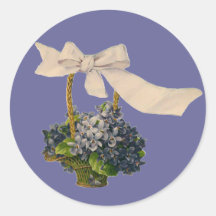 Vintage Basket of Violets Sticker