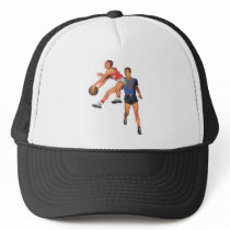 Vintage Basketball Players Playing Basketball Hat