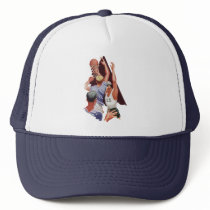 Vintage Basketball Players Playing Basketball Hat