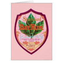 Vintage Bay Rum Label Greeting Cards