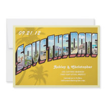 Vintage Beach Destination Save The Date Postcard