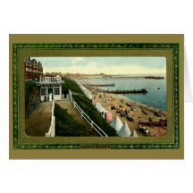 Vintage beach scene Lowestoft Edwardian framed Greeting Card