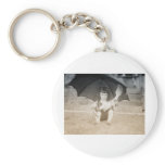Vintage Beach Scene with Little Girl keychains