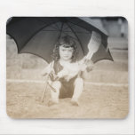 Vintage Beach Scene with Little Girl mousepads