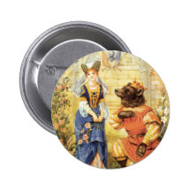 Vintage Beauty and the Beast Fairy Tale Pinback Button