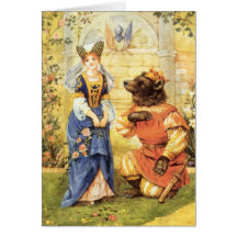 Vintage Beauty and the Beast Fairy Tale Greeting Card