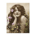 Vintage Beauty with Flowers postcards