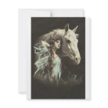 Vintage Beauty With White Horse Personalized Invitations