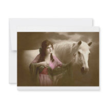Vintage *Beauty with White Stallion* Custom Invite