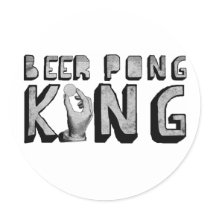Vintage Beer Pong King Round Stickers