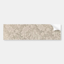 Vintage Beige Floral Lace Bumper Sticker