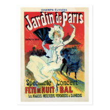 Vintage belle epoque jardin de Paris night party Postcard