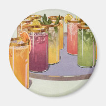 Vintage Beverages, Drinks with Ice Cubes on a Tray Refrigerator Magnets