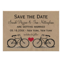 Vintage Bicycle Save the Date Wedding Cards Personalized Invitation