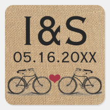 Vintage Bicycle Wedding Favor Stickers