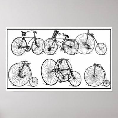 Vintage Bicycles Poster by MyOtherPlanet