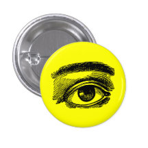 Vintage Big Eye Wood Engraving Button