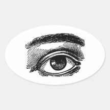 Vintage Big Eye Wood Engraving Oval Stickers