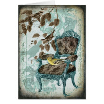 Vintage Bird and Chair Greeting Card II