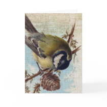 Vintage Bird and Pinecone Greeting Cards