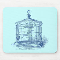 Vintage Bird Cage Mouse Pads