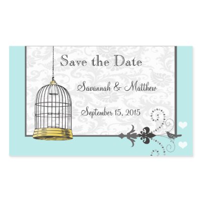 Vintage Bird Cage Musical Love Bird Weddings Rectangle Sticker by samack