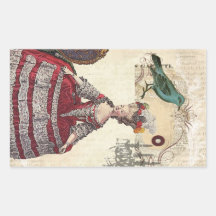 Vintage Bird Chandelier Marie Antoinette Paris Rectangle Stickers