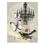 vintage Bird chandelier Vintage Paris Post Cards