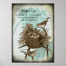 Vintage Bird Family Poster