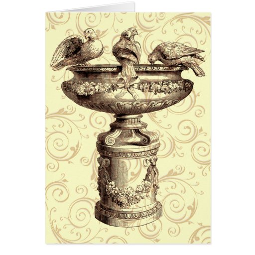 Vintage Birdbath Card