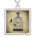 vintage birdcage stamp. necklaces
