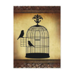 vintage birdcage stamp. postcards
