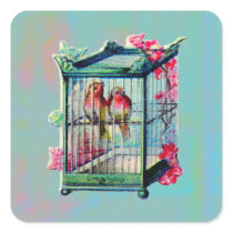 Vintage Birds and Bird Cage