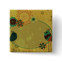 vintage birds and floral design buttons