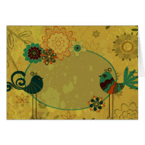 vintage birds and floral design greeting cards