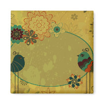 vintage birds and floral design fridge magnets