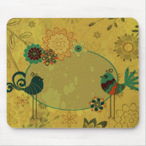 vintage birds and floral design mouse mat